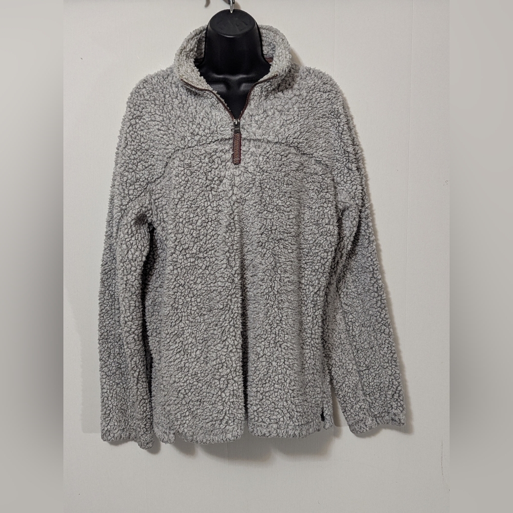 Women's True Grit Gray Sherpa Long Sleeve 1/4 Zip Fleece Size Medium Pullover